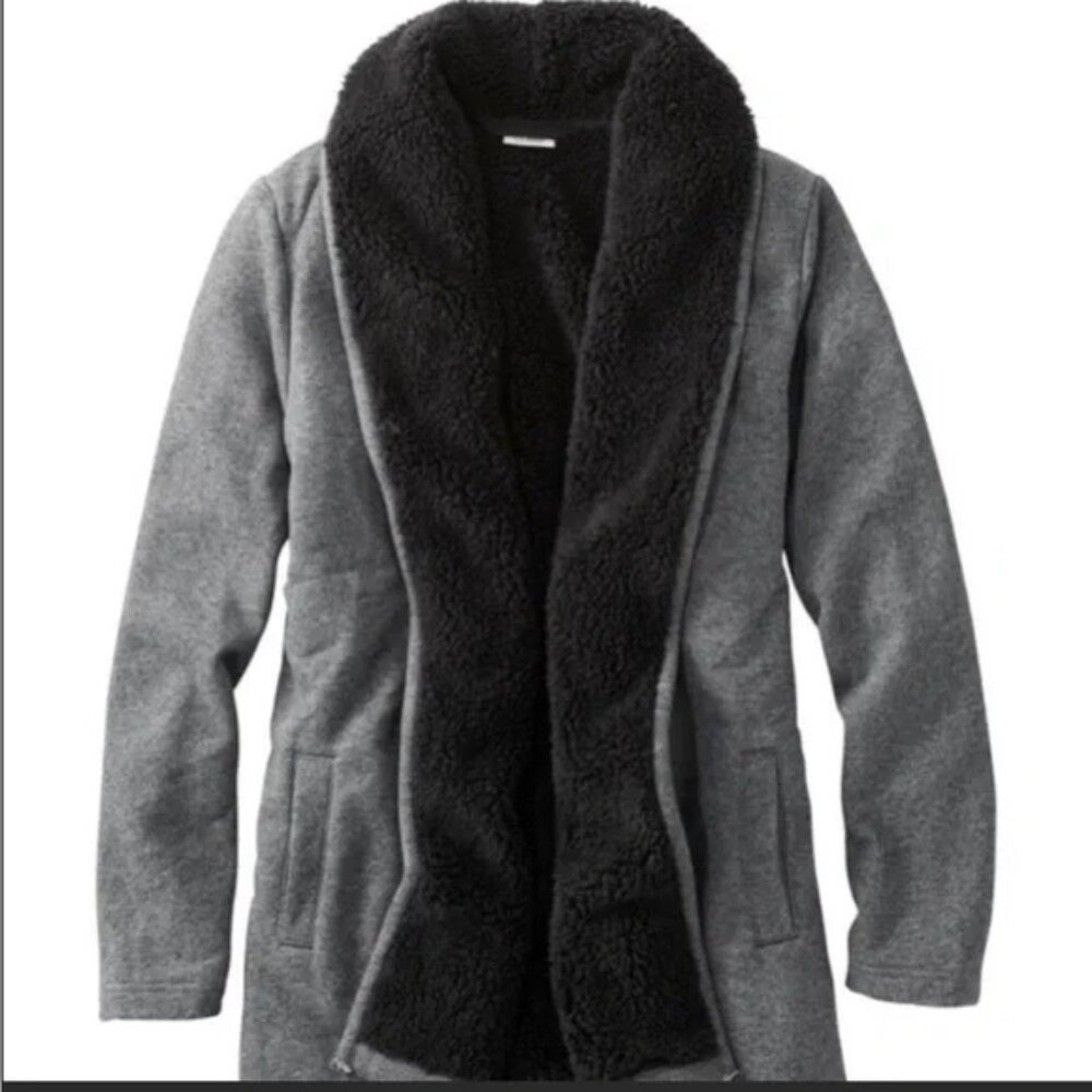 L.L. Bean Sherpa Lined Open Front Cozy Cardigan Large Petite